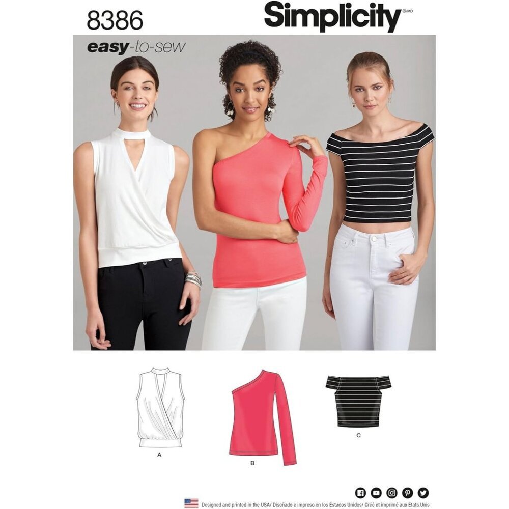 Simplicity Pattern 8386 Womens Knit‎ Tops Sewing Pattern Sizes 4-12